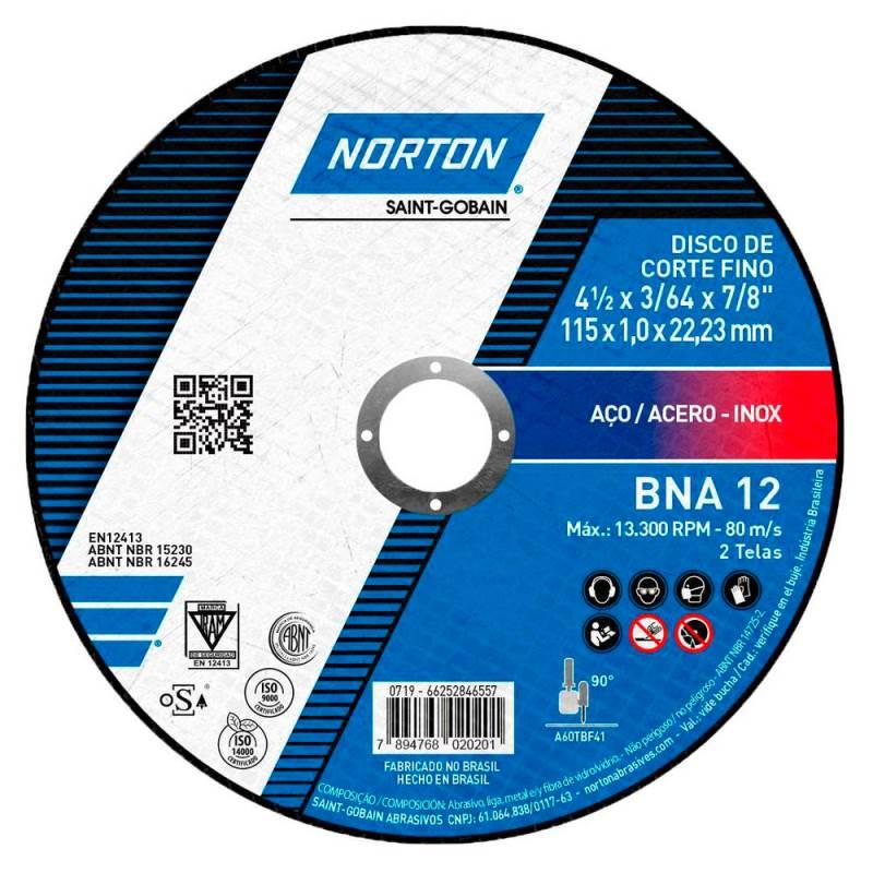 Disco de Corte para Metal e Inox 4.1/2 POL BNA 12 NORTON