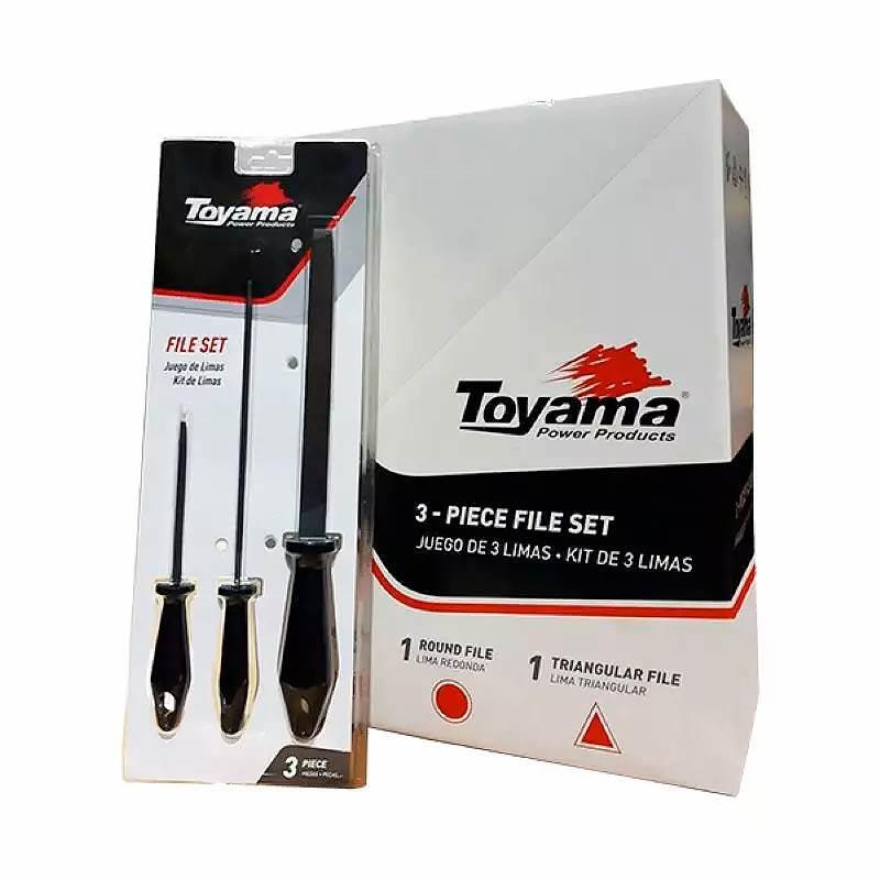 Jogo de Limas Redonda 3/16 POL Triangular 10 MM e Plana 200 MM com 3 Peças 1999-029 TOYAMA
