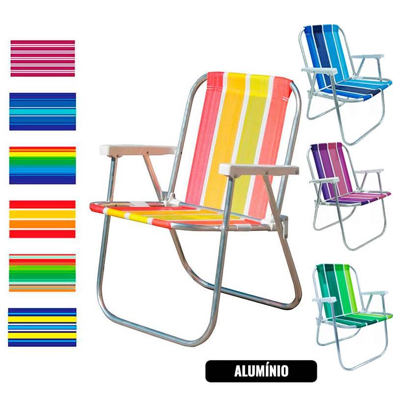 Cadeira de Praia Alta Alumínio Cores Sortidas CAD0047 BOTAFOGO