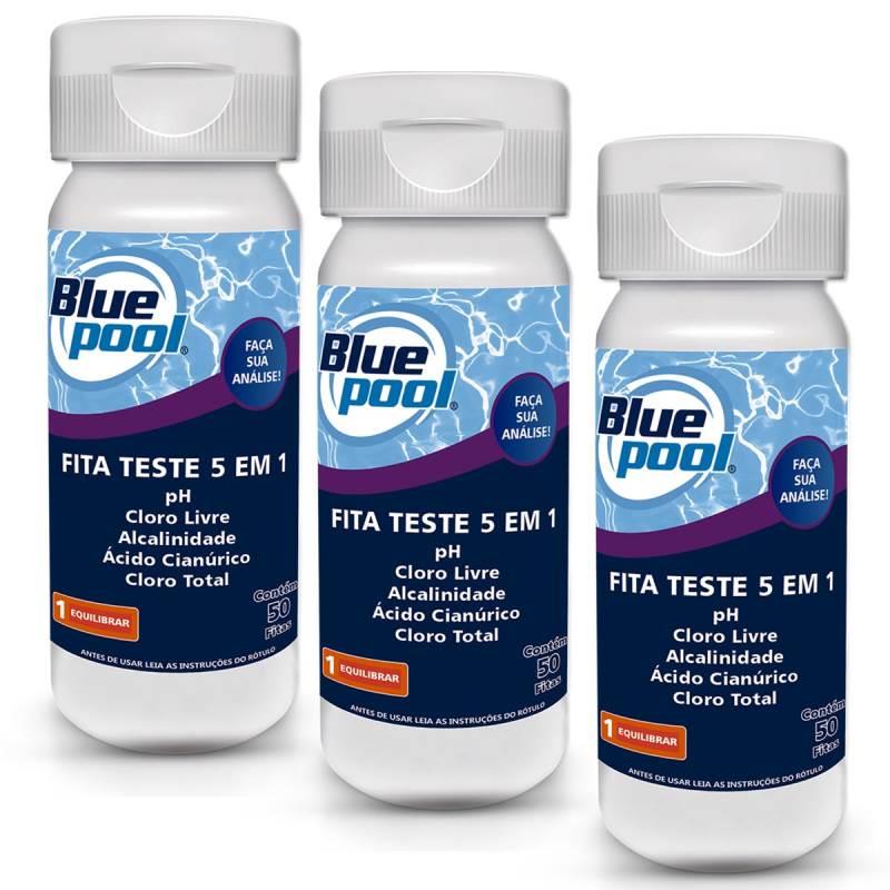 Fita para Teste de Piscinas 5 em 1 Kit com 150 Fitas 250112B Bluepool by FLUIDRA