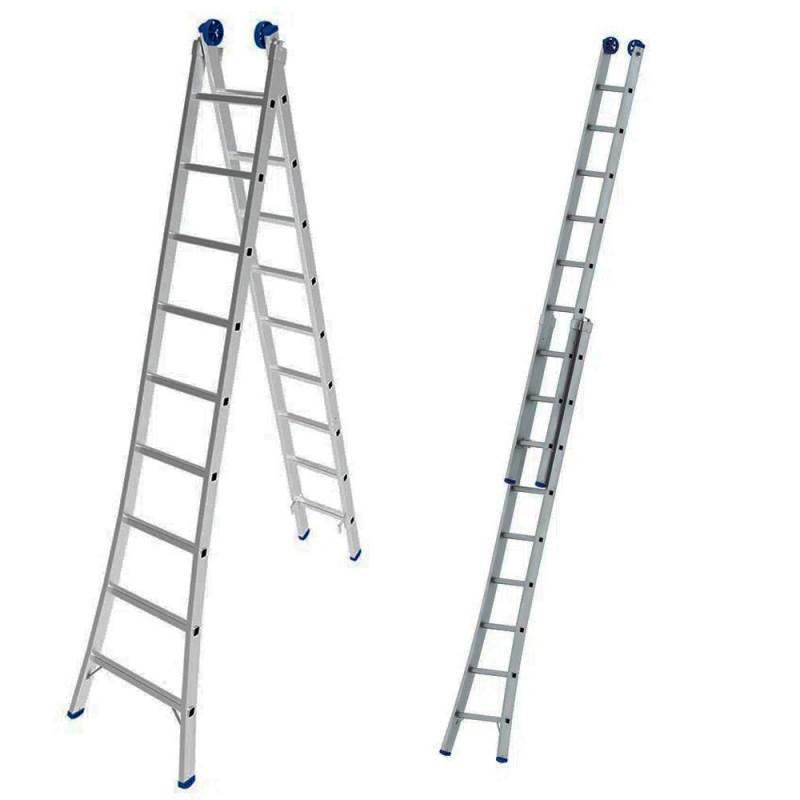 Escada de Alumínio Extensiva 2 x 9 Degraus 2.81 x 4.50 Metros MOR