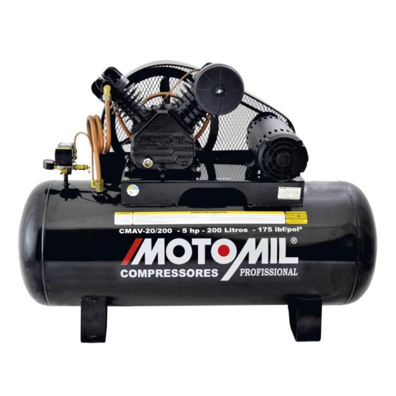 Compressor 20 Pés 5HP 200L 2 Pistões c/ Motor Trifásico CMAV-20/200 MOTOMIL