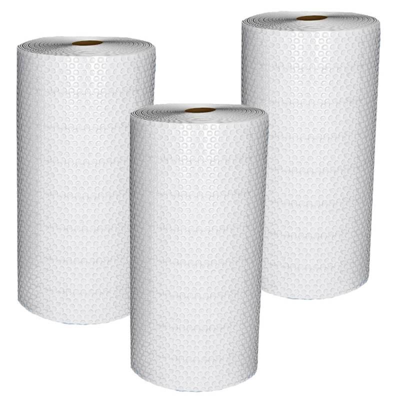 Rolo de Plástico Bolha Bubina de 1.30 x 100 Metros Kit 3 Rolos EXTRA