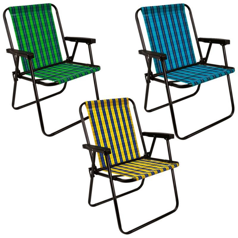 Cadeira de Praia e Piscina Alta Xadrez 2050 Cores Variadas MOR