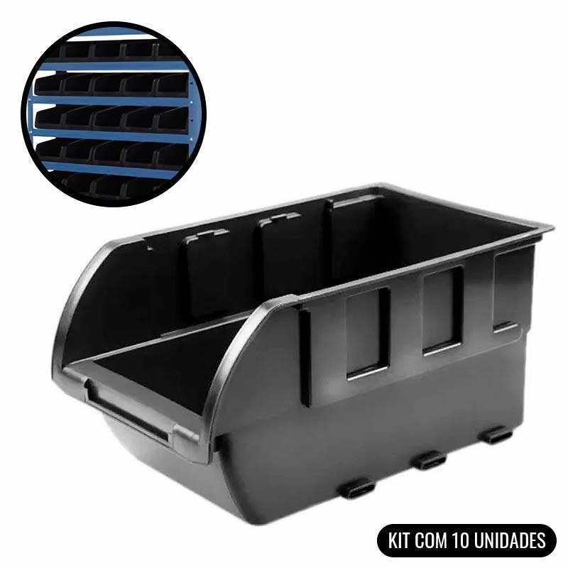 Caixa Plástica N°5 Preta Porta Componentes Prática Kit 10 Peças 5P MARCON