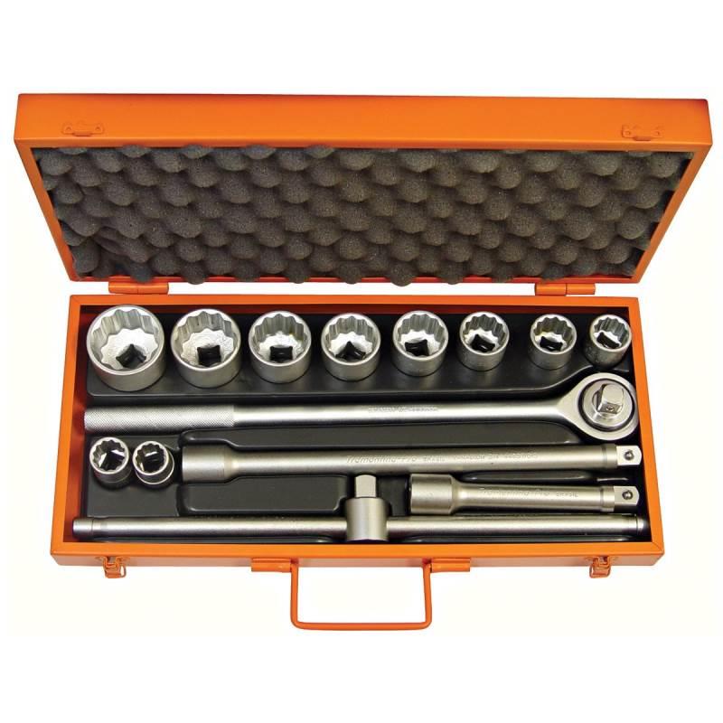 Maleta de Soquetes Estriados e Acessórios 3/4 POL com 14 Peças TRAMONTINA