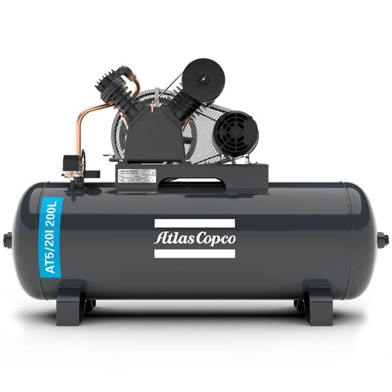 Compressor de Ar 20 Pés 5.0 HP 200 Litros 2 Pistões 175 Libras Trifásico ATLAS COPCO