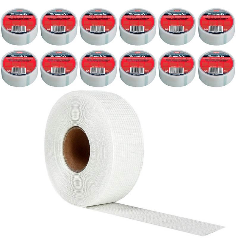 Fita Telada Adesiva para Drywall 50 MM X 90 M Fibra de Vidro Kit 12 Peças MTX
