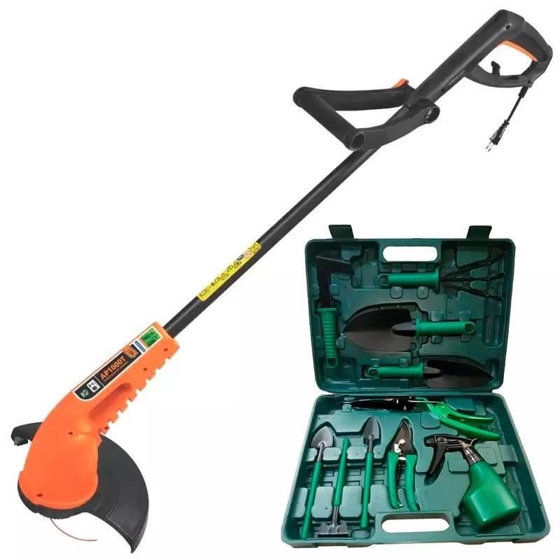 Cortador Aparador de Grama 1000W AP1000T TRAMONTINA + Maleta Jardim com 11 Peças