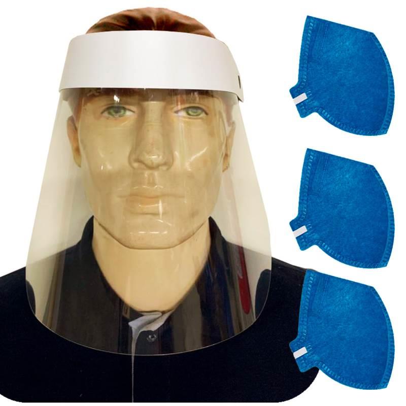 Máscara Protetor Facial Ajustável Transparente + Kit