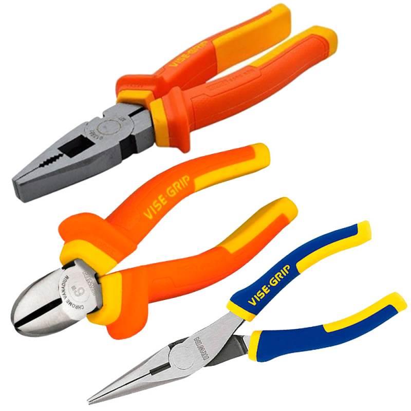 Kit de Alicates c/ Bico Meia Cana. Corte Diagonal e Universal VISE-GRIP IRWIN