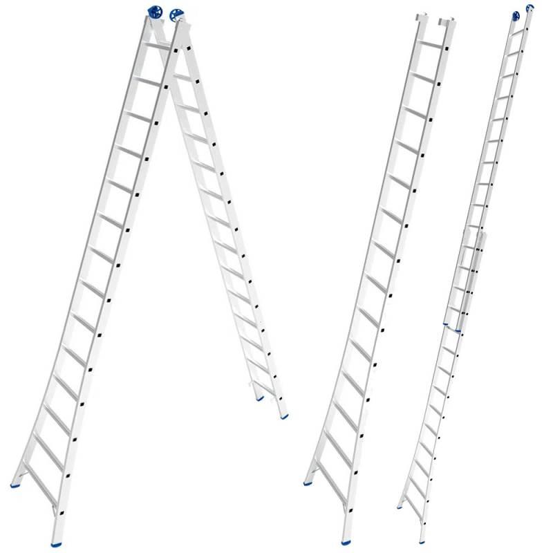 Escada de Alumínio Extensiva 2 x 14 Degraus 4.21 x 7.01 Metros MOR