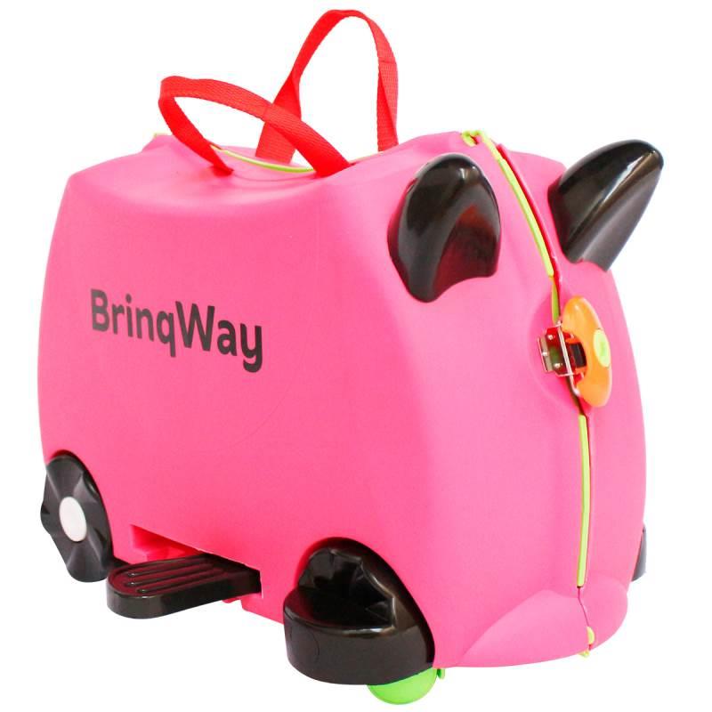 Mala Infantil Rosa Tipo Carrinho com Puxador e Rodinhas BW070-RS Rosa IMPORTWAY