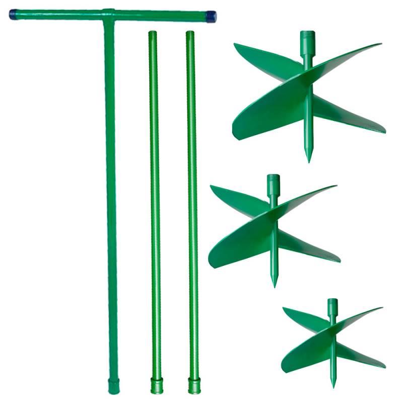 Kit Cavadeira Trado Perfurador de Solo Manual 15. 20 e 25 CM c/ Cabo T e 2 Extensões CADIOLI