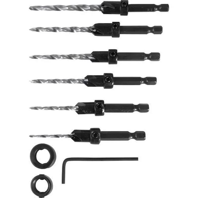 Jogo Broca Aço Rápido 7/64 a 1/4 Pol Com Escareador 8 Peças 3599764140 VONDER