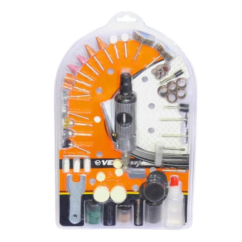 Mini Retífica Pneumática 1/4 POL (3 MM) com 134 Acessórios A404 VERSA