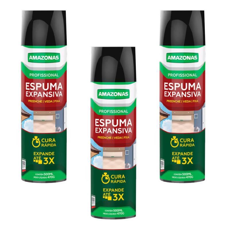 Espuma Expansiva 470 GR com 3 Peças AMAZONAS