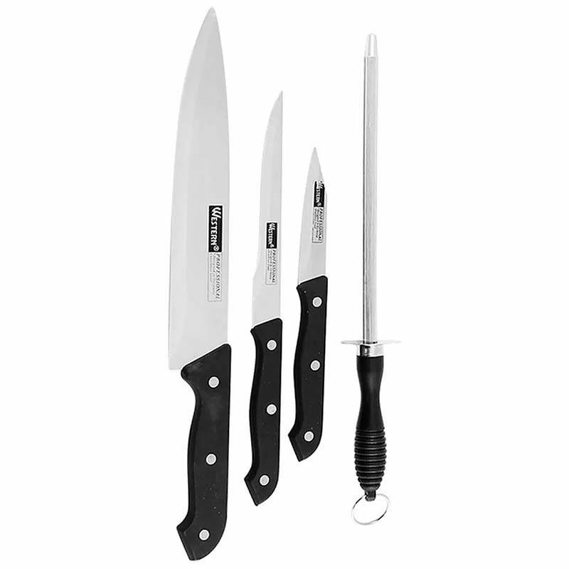 Kit de Facas Profissional Aço Inox Com 4 Peças N-4 WESTERN