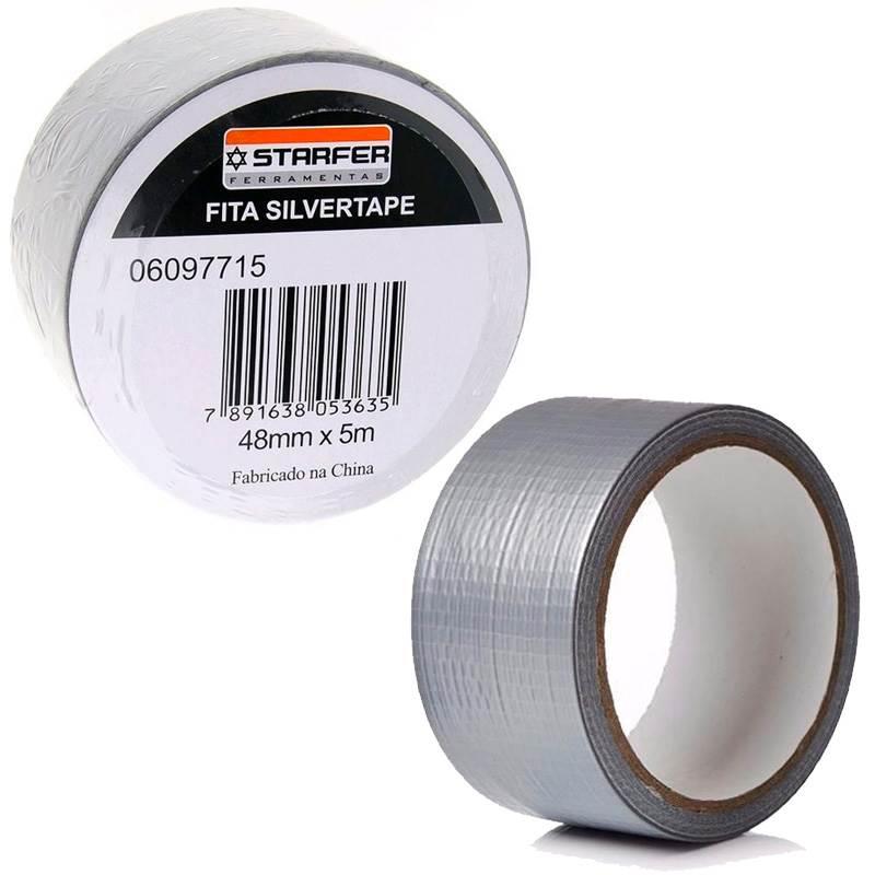 Fita Adesiva Silver Tape 48 MM x 5 Metros Cinza STARFER