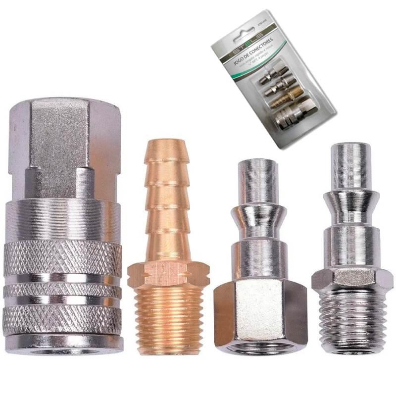 Jogo De Conectores Engate Rápido 1/4 POL NPT Kit 4 Peças 5701655 STELS
