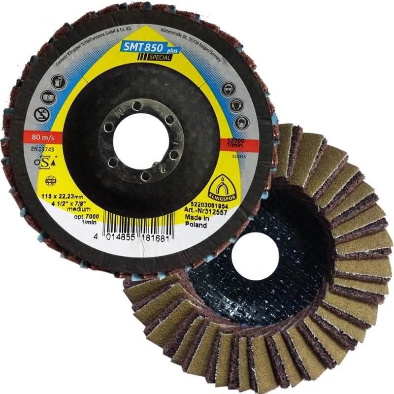 Disco Flap Combinado 4.1/2 POL Abrasivo Médio + Grão 80 SMT 850 Special KLINGSPOR