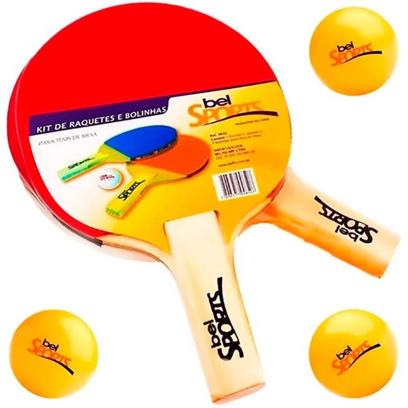 Kit Raquete Ping Pong Tenis de Mesa com 3 Bolinhas 485000 BEL
