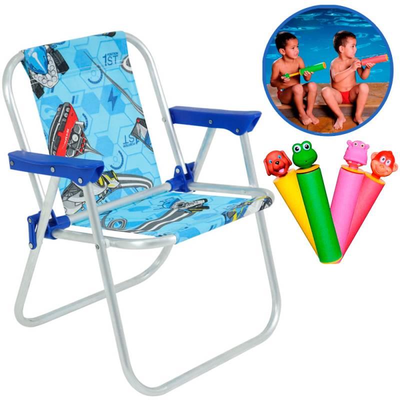 Cadeira Infantil em Alumínio Hot Wheels BEL + 1 Lança Água Bichinho