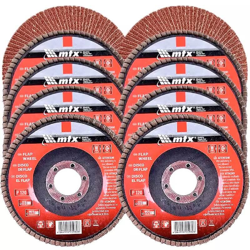 Disco de Lixa Flap 4.1/2 POL Grana 120 Kit Com 10 Unidades MTX