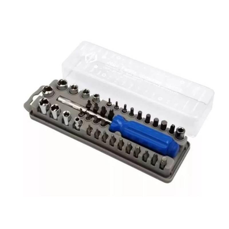 Kit Soquetes Bits Fenda Phillips. Allen e Torx com Case 6007 BRASFORT