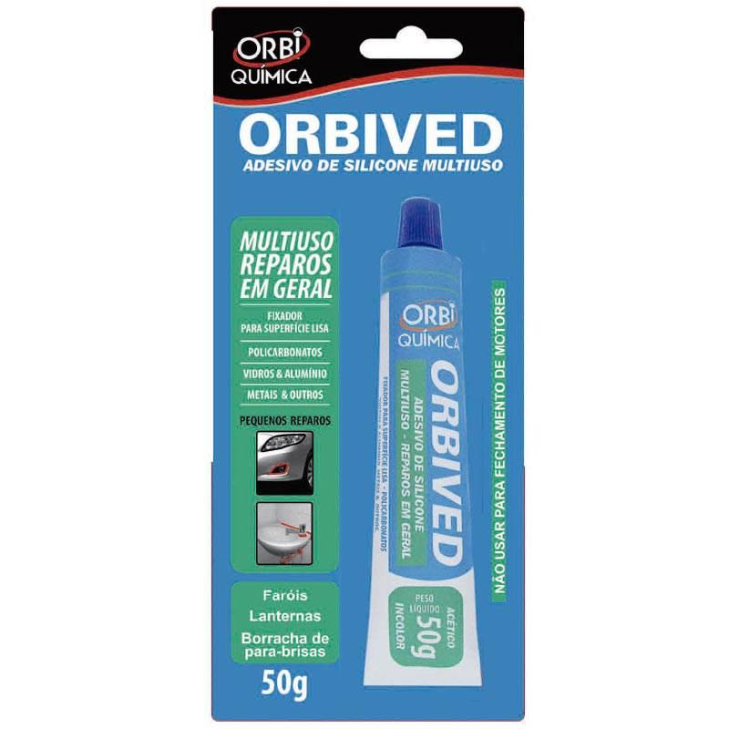 Adesivo de Silicone Multiuso 50 GR ORBIVED p/ Policarbonatos. Vidros. Alumínio e Metais ORBI