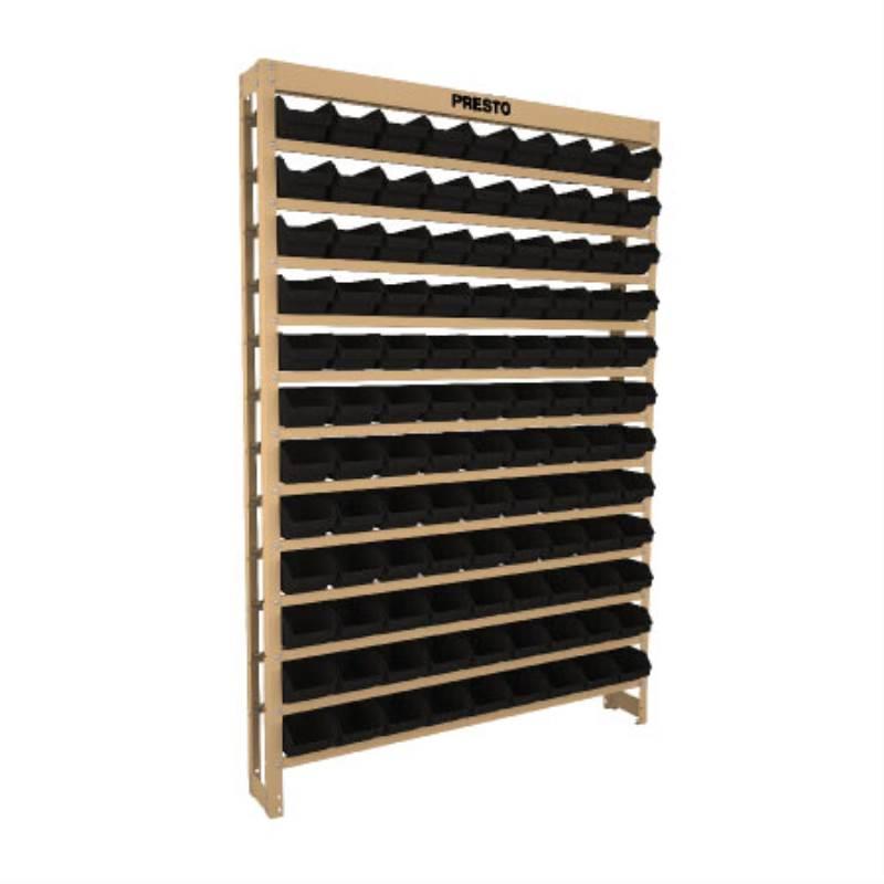 Estante Prática para Caixas Plásticas c/ 108 Caixas N° 03 Pretas Ref. 108/3 PRESTO