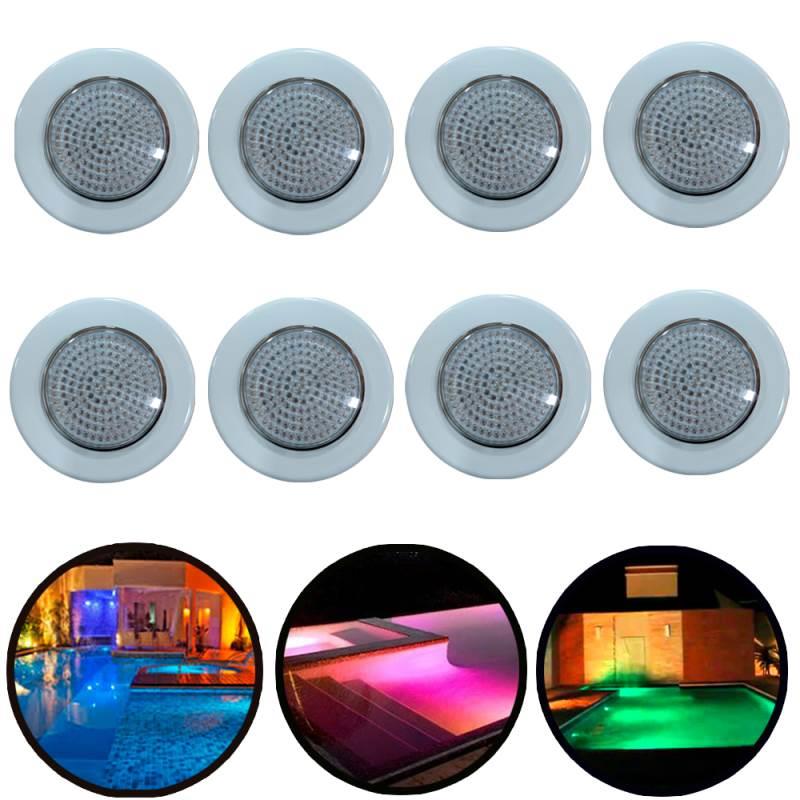 Refletor LED 141 para Piscinas Lâmpada RGB Corpo ABS 901410 Kit 8 Peças FLUIDRA