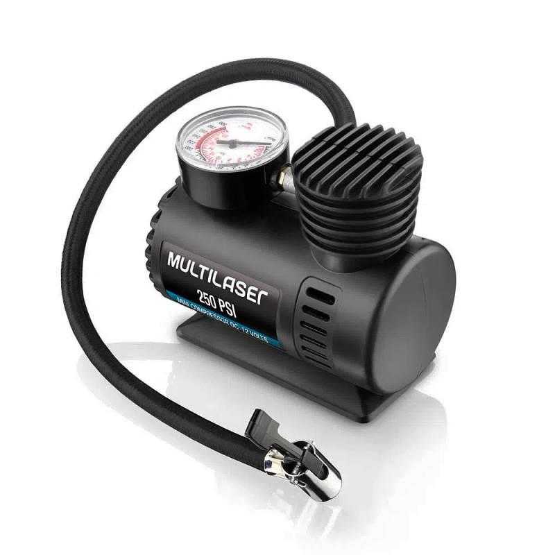 Mini Compressor de Ar 12v Vazão 15 L/min 250PSI 3 Bicos AU601 MULTILASER