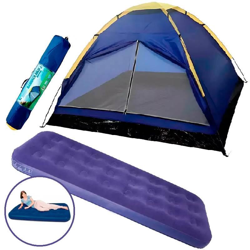 Barraca Camping Iglu até 4 Pessoas IMPORTWAY + Colchão Inflável Solteiro