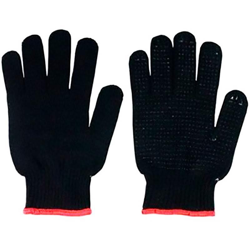 Luva de Algodão Tricotada 3 Fios com Palma Pigmentada Preta PLASTCOR