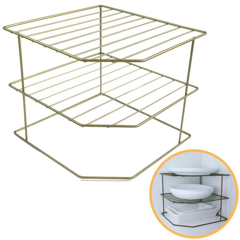 Organizador Porta Pratos Horizontal Viena 3 Níveis em Aço Verde Oliva 990844 BEL