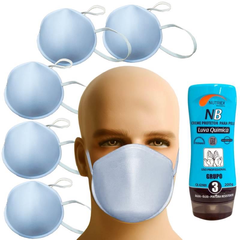 Máscara de Proteção Facial Lavável Reutilizável com 5 Peças + KIT