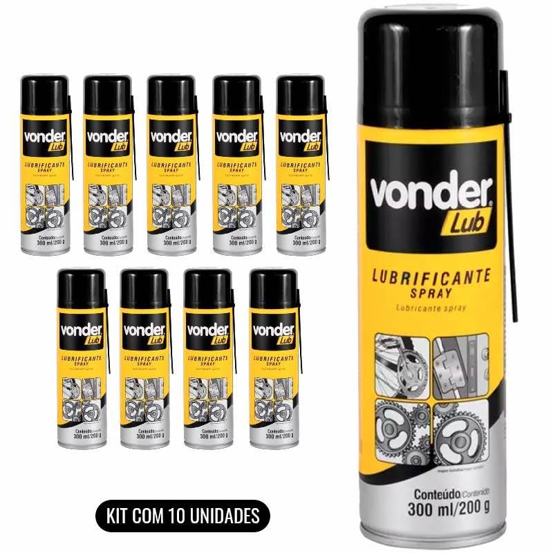 Desengripante Lubrificante Spray 300 ML 200 GR Kit com 10 Unidades VONDER