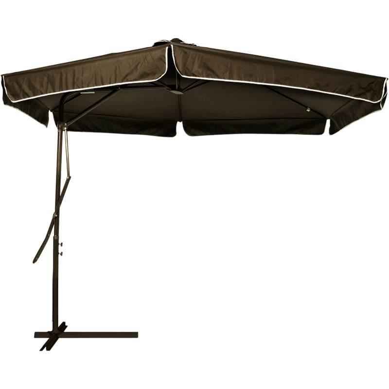 Ombrellone Suspenso 3 Metros Diâmetro com Alavanca e Articulado Poliéster Marrom 820100 BEL