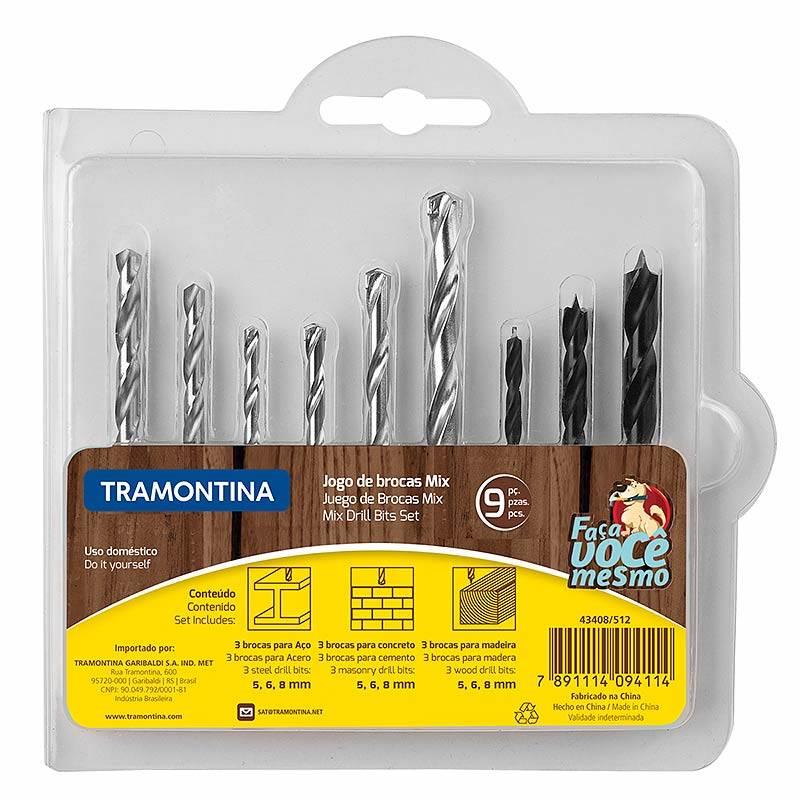 Broca Para Concreto Aço e Madeira Com 9 Peças 43408512 TRAMONTINA