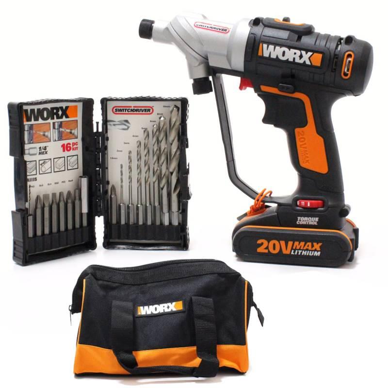 Furadeira e Parafusadeira à Bateria 20V BIVOLT WX176 c/ Mandril Giratório WORX