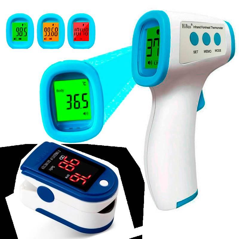 Termômetro Digital Infravermelho HG01 + Oxímetro Digital de Dedo LYL5 MEDICAL