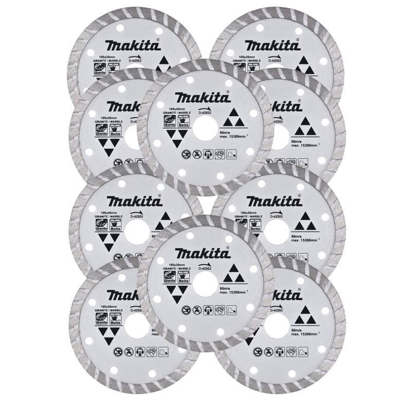 Disco de Corte Diamantado 4.1/8 POL 105 MM P/ Mármore e Granito D-42553 com 10 Unidades MAKITA