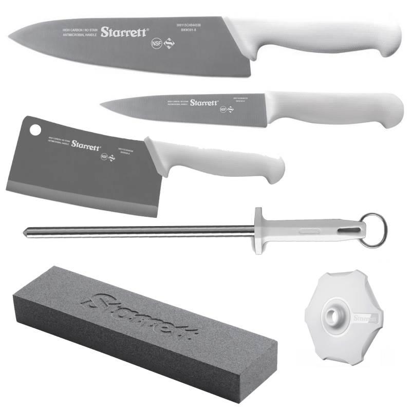 Kit de Facas Chef com Cutelo Branco BKK-6W1 com 6 Peças STARRETT