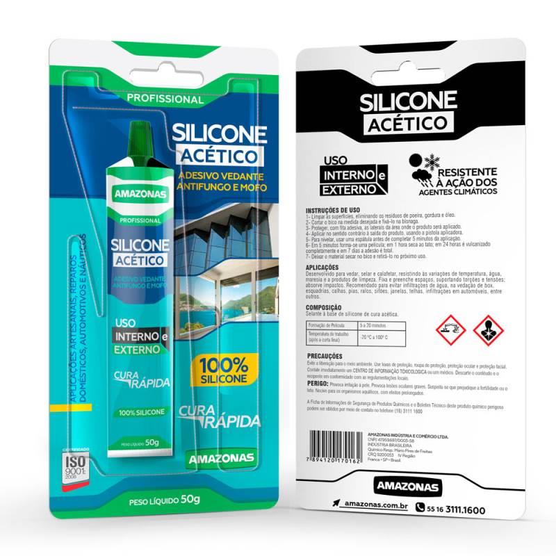Silicone Acético Incolor Tubo 50 GR AMAZONAS