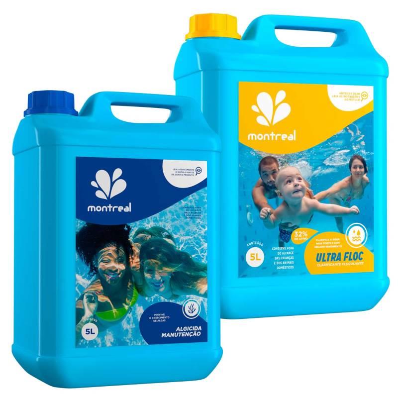 Cloro Algicida Anti Algas + Floculante Clarificante para Piscinas 5 Litros MONTREAL