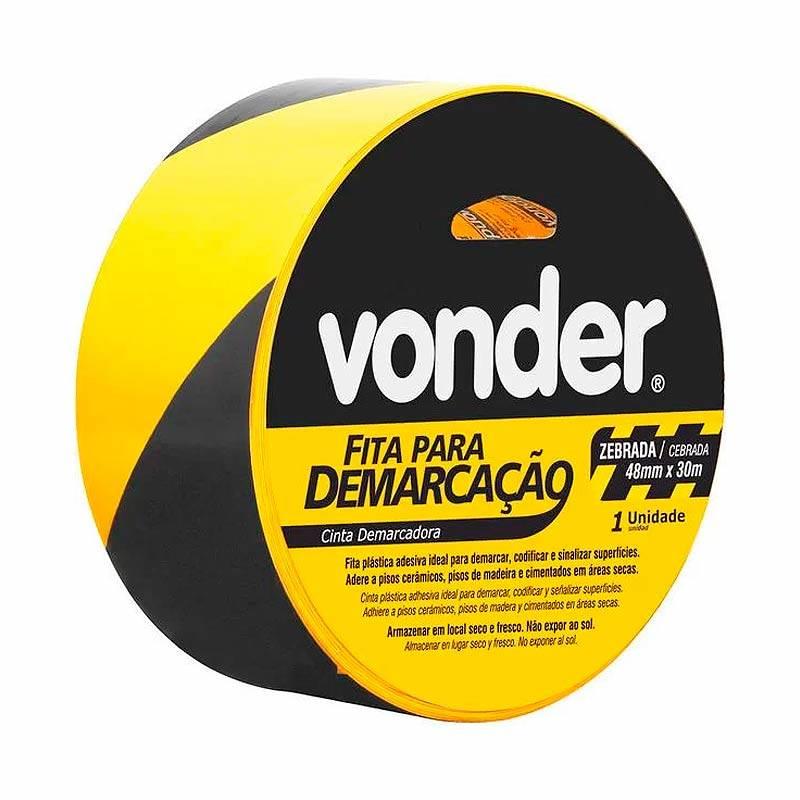 Fita para Demarcação de Solo ZEBRADA 48 MM x 30 Metros VONDER