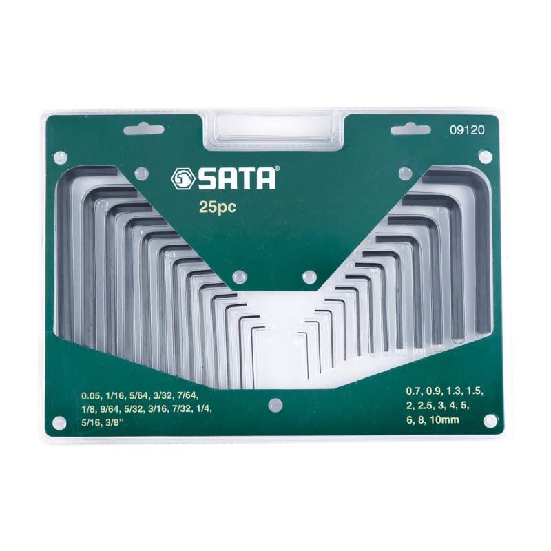 Chave Hexagonal 0.7 à 10 MM e 1/16 à 3/8 POL Jogo com 25 Peças ST09120SJ SATA