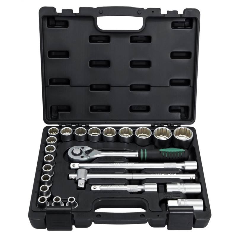 Jogo de Soquetes e Catraca 1/2 POL de 8 à 32 MM Aço CR-V c/ 24 Peças STELS