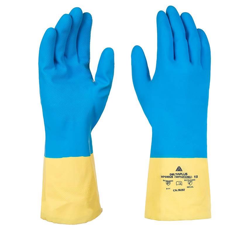 Luva de Borracha Latex para Solvente Bicolor Banho de Neopreme G 250 MM DELTA PLUS